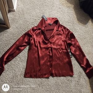 burgundy V Neck Express blouse